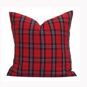Housse de coussin NOL, taies d&#39;oreiller à carreaux rouges, coussin à carreaux tartan, taie d&#39;oreiller à carreaux rouges et noirs pour insertion de 20 x 20, 18 x 18, 16 x 16, toutes les tailles