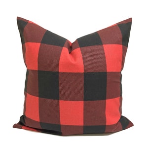 Housse de coussin NOL, oreiller de ferme rouge, oreiller à carreaux rouge, taie d&#39;oreiller à carreaux pour oreiller 20 x 20, oreiller 16 x 16, oreiller 18 x 18, toutes les tailles
