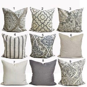 TAN PILLOWS GRAY Pillow Covers Grey Pillows Grey Throw Pillow Covers, Tan Throw Pillow Covers for 20x20, 16x16, 18x18 Pillows, All Sizes