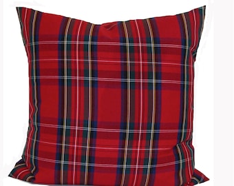 Christmas Pillow Cover, Tartan Plaid Pillow Cover. Plaid Christmas Pillow Covers for 20x20 Pillow, 18x18, 16x16 Pillow, All Sizes, Red Green