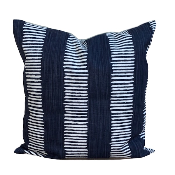 Navy Blue Stripe Pillow, Navy Pillow Cover, Navy Euro Sham, Navy Blue Pillow Covers for 20x20 Pillow, 18x18 Pillow, 16x16 Pillow, All Sizes