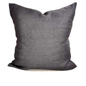 Solid Charcoal Pillow Cover, Solid Gray Throw Pillow COVERS, Gray Linen Pillow Covers for 20x20 Pillow, 16x16, 18x18 Pillows, All Sizes
