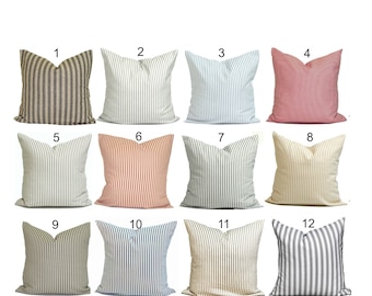 Farmhouse Pillow, Farmhouse Decor, Ticking Pillow Covers for 20x20, 18x18, 16x16 Pillow Inserts, ALL SIZES incl Euro Shams and Lumbar