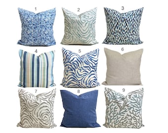 Nautical Pillow COVERS, Blue Pillow Covers, Nautical Decor, Blue Throw Pillow Covers for 20x20, 18x18, 16x16 Inserts, ALL SIZES incl Euro