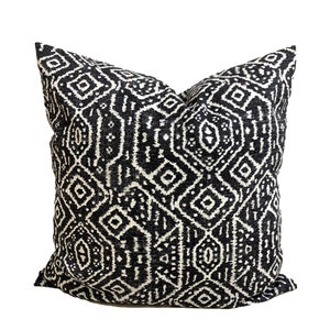 Black Throw Pillow Cover, Black Ikat Pillow COVERS, Black Euro Sham, 20x20, 18x18, 16x16, ALL SIZES