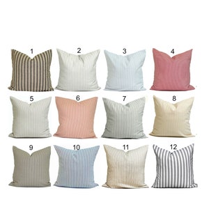 Farmhouse Pillow, Farmhouse Decor, Ticking Pillow Covers for 20x20, 18x18, 16x16 Pillow Inserts, ALL SIZES incl Euro Shams and Lumbar