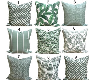 Green Pillow Covers, Outdoor Pillow COVERS. Green Throw Pillow Covers for 20x20, 18x18, 16x16 Inserts, ALL SIZES