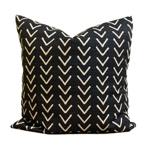Farmhouse Pillow Covers. Black Boho Pillow, Black Tan Pillow Cover for a 20x20 Pillow, 18x18 Pillow, 16x16 Pillow, All Sizes