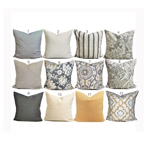 Gray Pillow Covers ,Tan Pillow Covers, Grey Pillow Covers, Mustard Pillow Cover for 20x20 Pillow, 18x18 Pillow, 16x16 Pillow, All Sizes