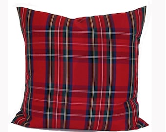 OUTDOOR CHRISTMAS Pillow Cover, Outdoor Farmhouse Christmas Pillow, Red Green Tartan Plaid Cover for 20x20, 16x16, 18x18 Pillow, ALL Sizes