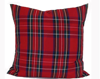 OUTDOOR CHRISTMAS Pillow Cover, Outdoor Farmhouse Christmas Pillow, Red Green Tartan Plaid Cover for 20x20, 16x16, 18x18 Pillow, ALL Sizes