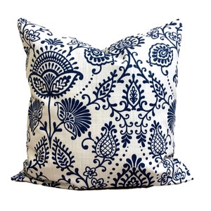 Blue Floral Pillow Cover. Blue Flower Pillow Cover for a 20x20 Pillow, 18x18 Pillow, 16x16 Pillow, All Sizes, Incl Euro Shams