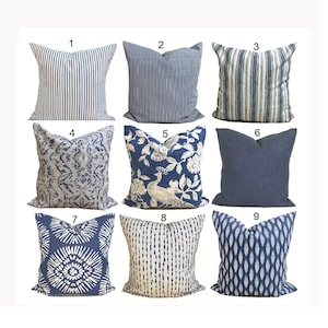 FEDERA per cuscino blu abbronzato, FEDERA per cuscino blu per cuscini da 16x16, 22x22, 26x26, 20x20, 18x18, TUTTE le misure