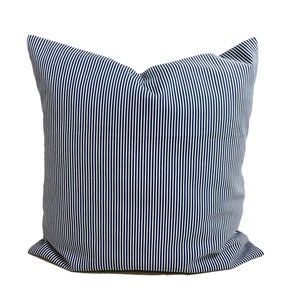Blue Ticking Pillow Cover, Blue Farmhouse Throw Pillow Covers for 20x20 Pillow, 18x18, 16x16 Pillow, All Sizes Oxford Blue Stripe Pillow