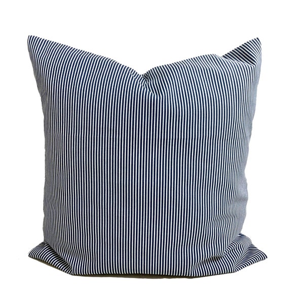 Blue Ticking Pillow Etsy