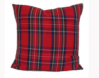 CHRISTMAS Pillow Cover, Farmhouse Christmas Pillows, Red Green Tartan Plaid Pillow, Red Plaid Pillow Cover for 20x20, 18x18, 16x16 ALL SIZES