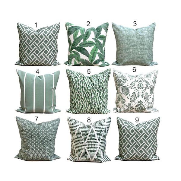 Green Pillow Cover. Outdoor Pillow Cover, Green Pillow Cover for 18x18, 16x16 Pillow, All Sizes