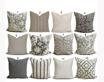 TAN PILLOWS GRAY Pillow Covers Grey Pillows Grey Throw Pillow Covers, Tan Throw Pillows, 20x20 Pillow, 16x16 Pillow, 18x18 Pillow, All Sizes