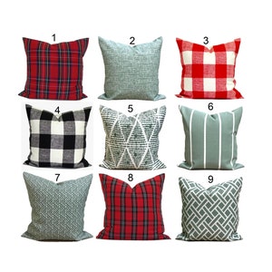 OUTDOOR Christmas Pillow Covers, Outdoor Christmas Pillow, Red Green Tartan Plaid Pillow Covers for 20x20, 18x18, 16x16 Inserts, ALL SIZES