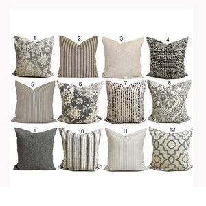 GRAY PILLOWS, Tan Pillows, Grey Throw Pillow Covers, Grey Throw Pillow Covers for 20x20 Pillow, 18x18 Pillow, 16x16 Pillow, All Sizes