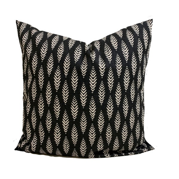 Black Pillow Covers, Black Throw Pillow Cover, Black Tan Pillow Covers for 20x20, 18x18, 16x16 Inserts, Euro Shams, ALL SIZES incl Euro