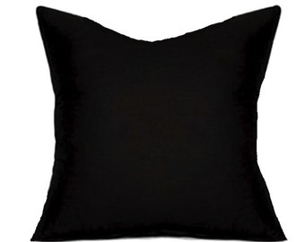 Solid Black Pillow Cover, Black Throw Pillow Cover for 20x20 Pillow, 18x18 Pillow, 16x16 Pillow, All Sizes