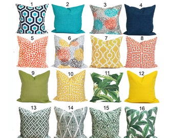 OUTDOOR Pillow Covers, Orange Pillow Cover, Green Pillow Cover, Yellow Pillow Cover for a 20x20, 16x16, 18x18 Pillow, ALL Sizes