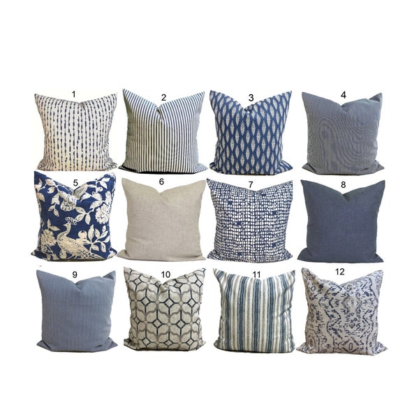 Blue Tan Pillow COVER, Blue Throw Pillows, Blue Gray Pillow Covers, Blue Euro Sham, Covers for 20x20, 18x18, 16x16 Pillows, ALL SIZES
