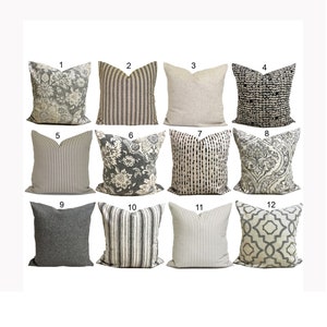 GRAY PILLOWS, Tan Pillows, Grey Throw Pillow Covers, Grey Throw Pillow Covers for 20x20 Pillow, 18x18 Pillow, 16x16 Pillow, All Sizes