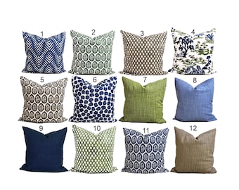 Blue Pillow COVER. Green Pillow Cover, Brown Pillow Cover, Euro Shams, 16x16, 20x20, 18x18, ALL SIZES