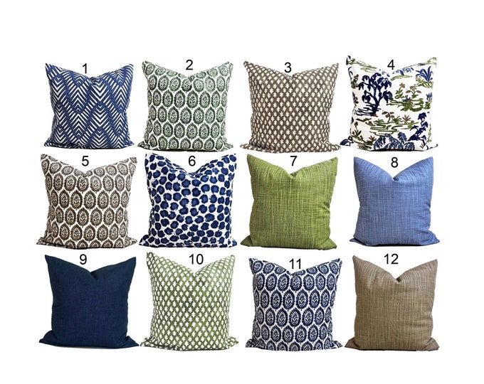 Blue Floral Block Print Pillow