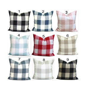Farmhouse Pillow Covers, Farmhouse Throw Pillows, Buffalo Check Pillow Covers for 20x20, 18x18, 16x16 Inserts, ALL SIZES Incl Euro Shams