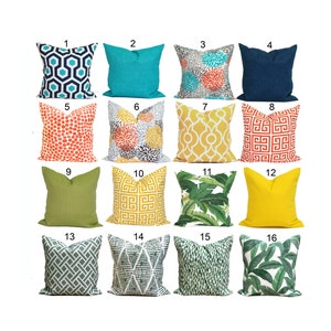 Outdoor Pillow Covers, Orange Pillow Covers, Yellow Pillow Covers, Green Pillow Covers for 20x20 Pillow, 16x16, 18x18 Pillows, All Sizes