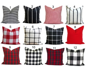 Farmhouse Christmas Pillow, Farmhouse Christmas Decor, CHRISTMAS Pillow COVERS,  Red Plaid Pillow Cover, ALL Sizes incl Euro Shams