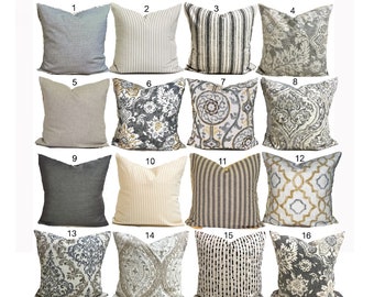 GRAY PILLOWS, TAN Pillow Covers, Grey Pillows, Gray Throw Pillows, 20x20 Pillow, 16x16 Pillow, 18x18 Pillow, All Sizes