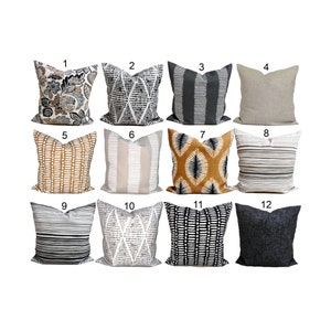 OUTDOOR Pillow Covers, Black Pillow Covers, Gray Pillow Covers for 20x20 Pillows, 16x16 Pillows, 18x18 Pillows, All Sizes incl Lumbar