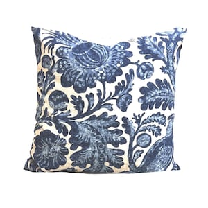 Blue Pillow Covers, Blue Damask Pillow Covers, Blue Floral Pillow Covers, Pillow Covers for 20x20, 18x18, 16x16 Pillow, All Sizes incl Shams