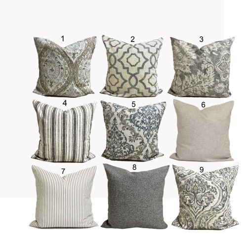TAN PILLOWS GRAY Pillow Covers Grey Pillows Grey Throw Pillow Etsy