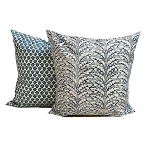 SET OF TWO, Blue Pillow Covers. Blue Throw Pillow Covers for 16x16, 18x18, 20x20, 22x22 and 24x24 Pillows, Benton and Spencer
