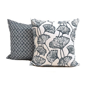 SET OF TWO, Blue Pillow Covers. Blue Throw Pillow Covers for 16x16, 18x18, 20x20, 22x22 and 24x24 Pillows, Gingko and Asher