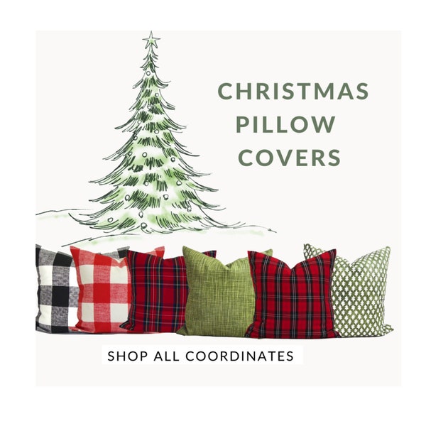 Christmas Pillow Covers, Farmhouse Christmas Pillow COVER, Tartan Plaid Pillows, Solid Red Pillow Covers, Check Pillow Covers, All Sizes