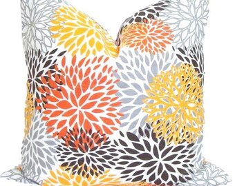Oranje kussenslopen voor buiten. Oranje kussenslopen voor buiten, kussenslopen met bloemen voor 20 x 20, 18 x 18, 16 x 16 inlegvellen, ALLE MATEN