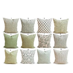 Sage Green Cotton Pillow Cover: Handmade Throw Pillow, 14x14