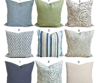 Green and Blue Pillow Covers, Blue and Green Pillow Covers for All Size Pillow Inserts incl. Euro Shams