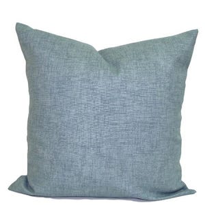 Solid Blue Pillow Cover, Solid Blue Throw Pillow Cover, Chambray Pillow Covers for 20x20 Pillow, 18x18 Pillow, 16x16 Pillow, All Sizes