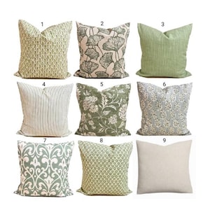 Funda de almohada con estampado de bloques verdes: almohada de algodón, todos los tamaños