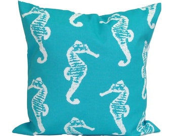 Turquoise Nautical Pillow Cover: Coastal Outdoor Decor, All Sizes