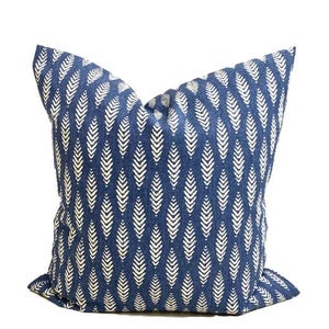 Blue Tan Pillow Cover, Blue Throw Pillow Covers for 20x20 Pillow, 18x18, 16x16 Pillow, All Sizes incl. Euro Shams and Lumbar Sizes