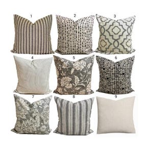 Funda de cojín gris y tostado - Detalles en carbón - Todos los tamaños