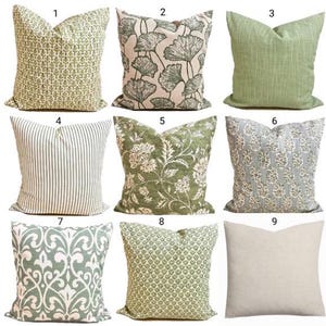 Green Pillow COVERS. Green Throw Pillow Covers, Block Print Pillow Covers for 16x16, 20x20, 18x18 Pillows, ALL SIZES incl Euro Shams